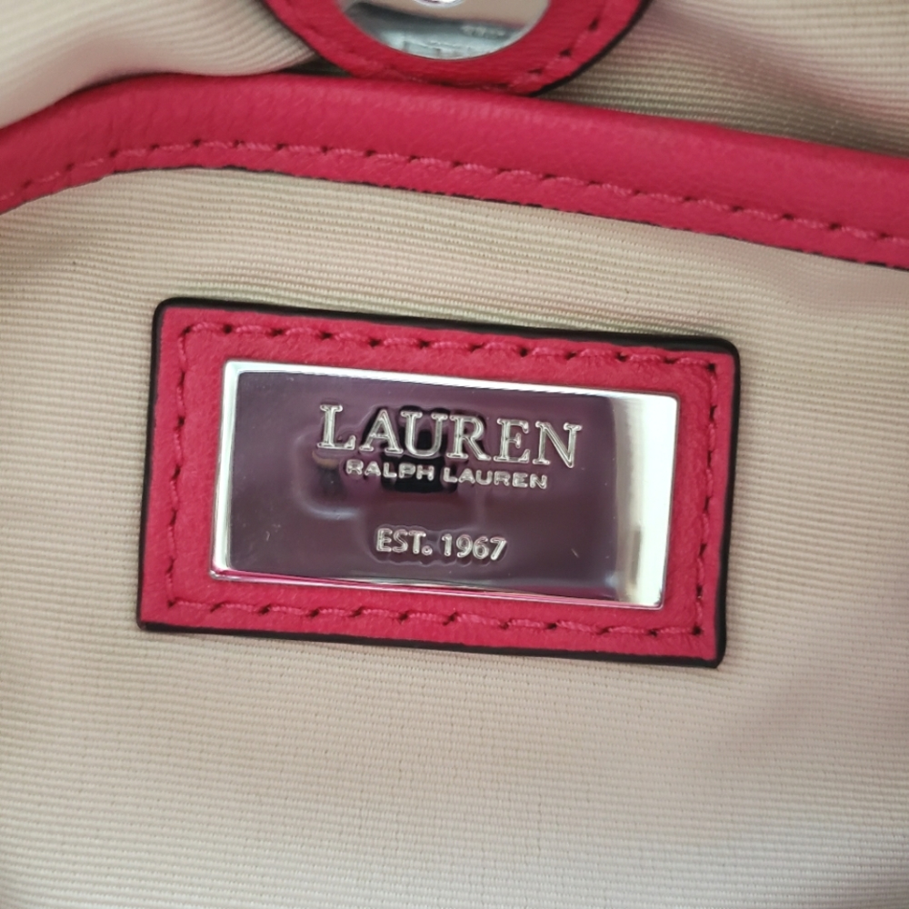RALPH LAUREN Emmy Medium Nappa Leather Pink Bucket Crossbody - Picture 9 of 16